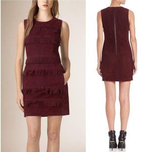 BURBERRY BRIT Noelle Fringed Suede shift dress UK 4 US 2